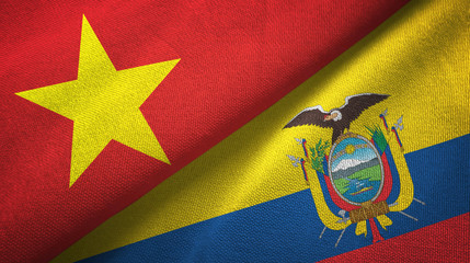 Vietnam and Ecuador two flags textile cloth, fabric texture