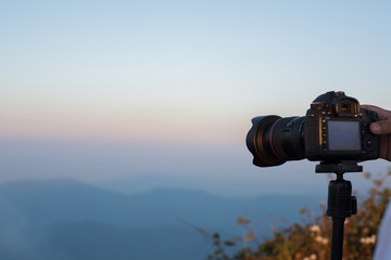 Photographers are shooting mountains.