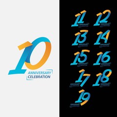 10 Year Anniversary Celebration Set Vector Template Design Illustration