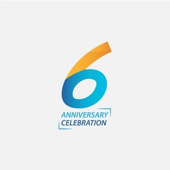 6 Year Anniversary Celebration Vector Template Design Illustration