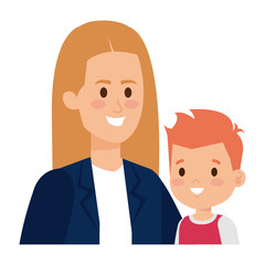 young mother with little son characters