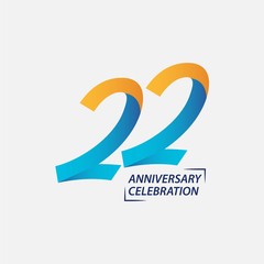 22 Year Anniversary Celebration Vector Template Design Illustration