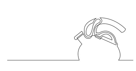 continuous line drawing of modern tea kettle