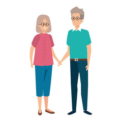 cute grand parents couple characters