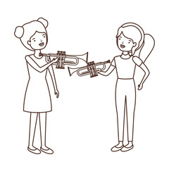 women with musical instruments character