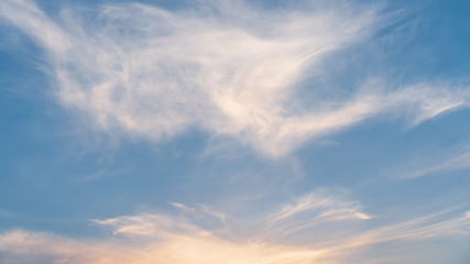 Sunset sky and white clouds abstract background.