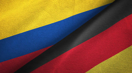 Colombia and Germany two flags textile cloth, fabric texture