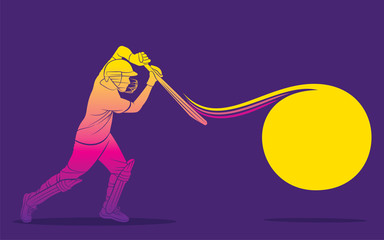 cricket player hitting big shot