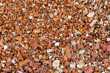  texture of different layers of clay underground in  clay quarry after geological study of soil.