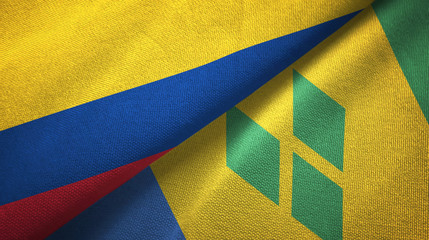 Colombia and Saint Vincent and the Grenadines two flags textile cloth