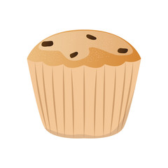 Muffin with chocolate chips. Vector illustration design