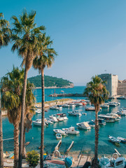 Naklejka premium Dubrovnik, croatia wall and boats