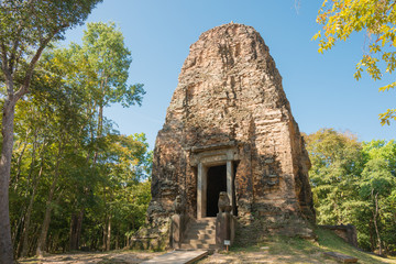 Kampong Thom, Cambodia - Dec 19 2017: Sambor Prei Kuk in Kampong Thom, Cambodia. It is part of the Temple Zone of Sambor Prei Kuk World Heritage Site.