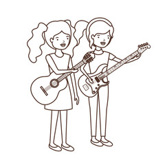 women with musical instruments character