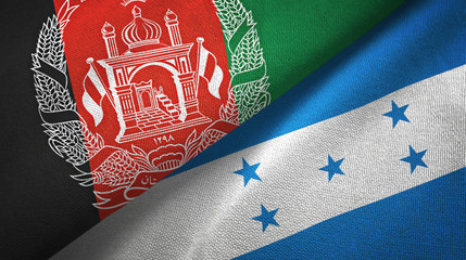 Afghanistan and Honduras two flags textile cloth, fabric texture