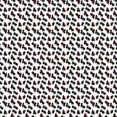 Seamless black, red and white pattern with protruding teeth. Vector houndstooth. EPS10