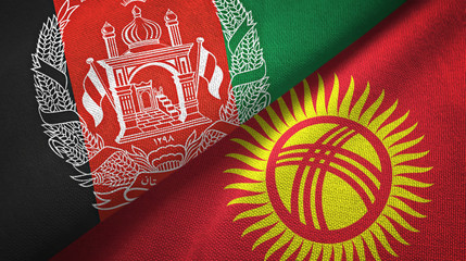 Afghanistan and Kyrgyzstan two flags textile cloth, fabric texture