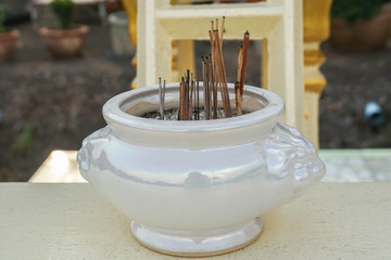 vintage ceramic joss stick pot for holy