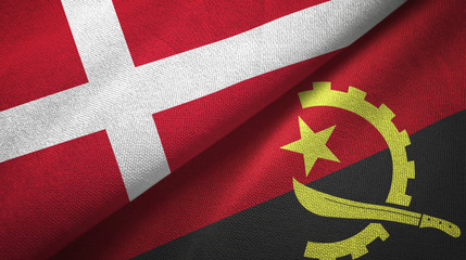 Denmark and Angola two flags textile cloth, fabric texture