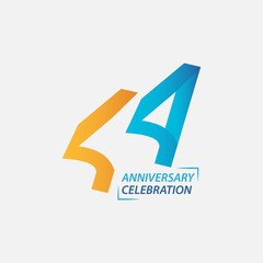 44 Year Anniversary Celebration Vector Template Design Illustration