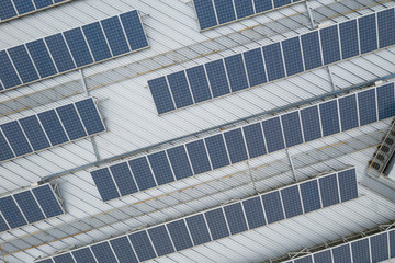Fototapeta premium Top view of Solar panel on the building
