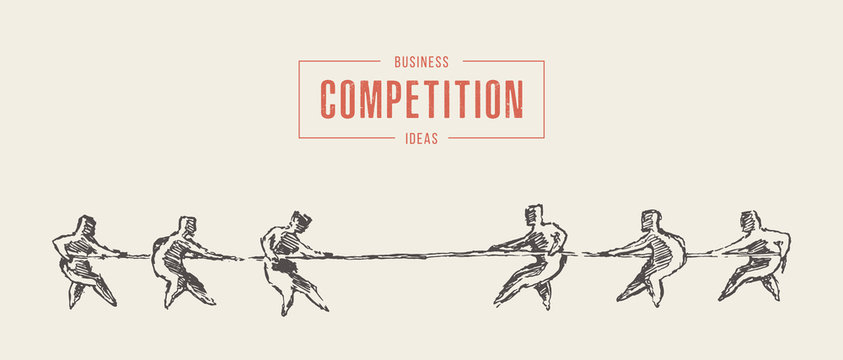 Two teams rope competition contest concept vector
