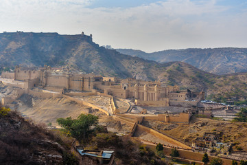 Fototapeta na wymiar View of Amber fort and palace. Jaipur. Rajasthan. India