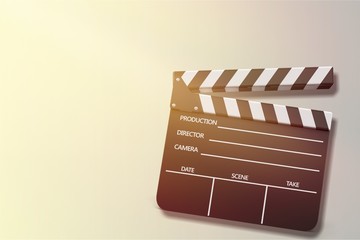 Clap board on wooden background