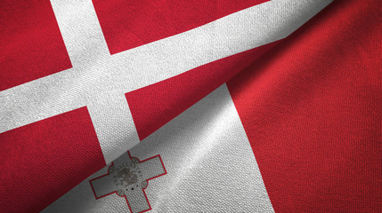 Denmark and Malta two flags textile cloth, fabric texture