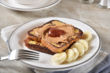 French toast with peanut butter and jam