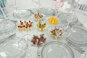 Party snacks on a serving table
