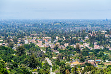Aerial view of residential area in south San Jose, Santa Clara county, California