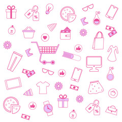 Pink Men and Women Accessories on White Background