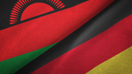 Malawi and Germany two flags textile cloth, fabric texture