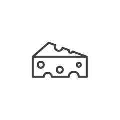 Triangular piece of cheese line icon. linear style sign for mobile concept and web design. Cheese outline vector icon. Symbol, logo illustration. Pixel perfect vector graphics