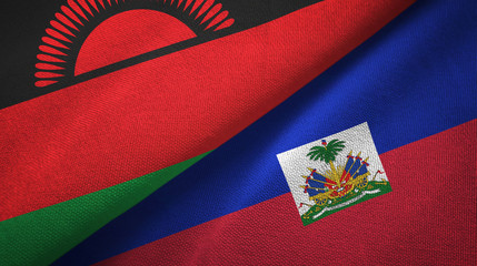 Malawi and Haiti two flags textile cloth, fabric texture