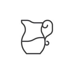 Pitcher with milk line icon. linear style sign for mobile concept and web design. Milk glass jug outline vector icon. Symbol, logo illustration. Pixel perfect vector graphics