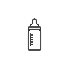 Baby milk bottle line icon. linear style sign for mobile concept and web design. Feeding bottle with milk outline vector icon. Symbol, logo illustration. Pixel perfect vector graphics