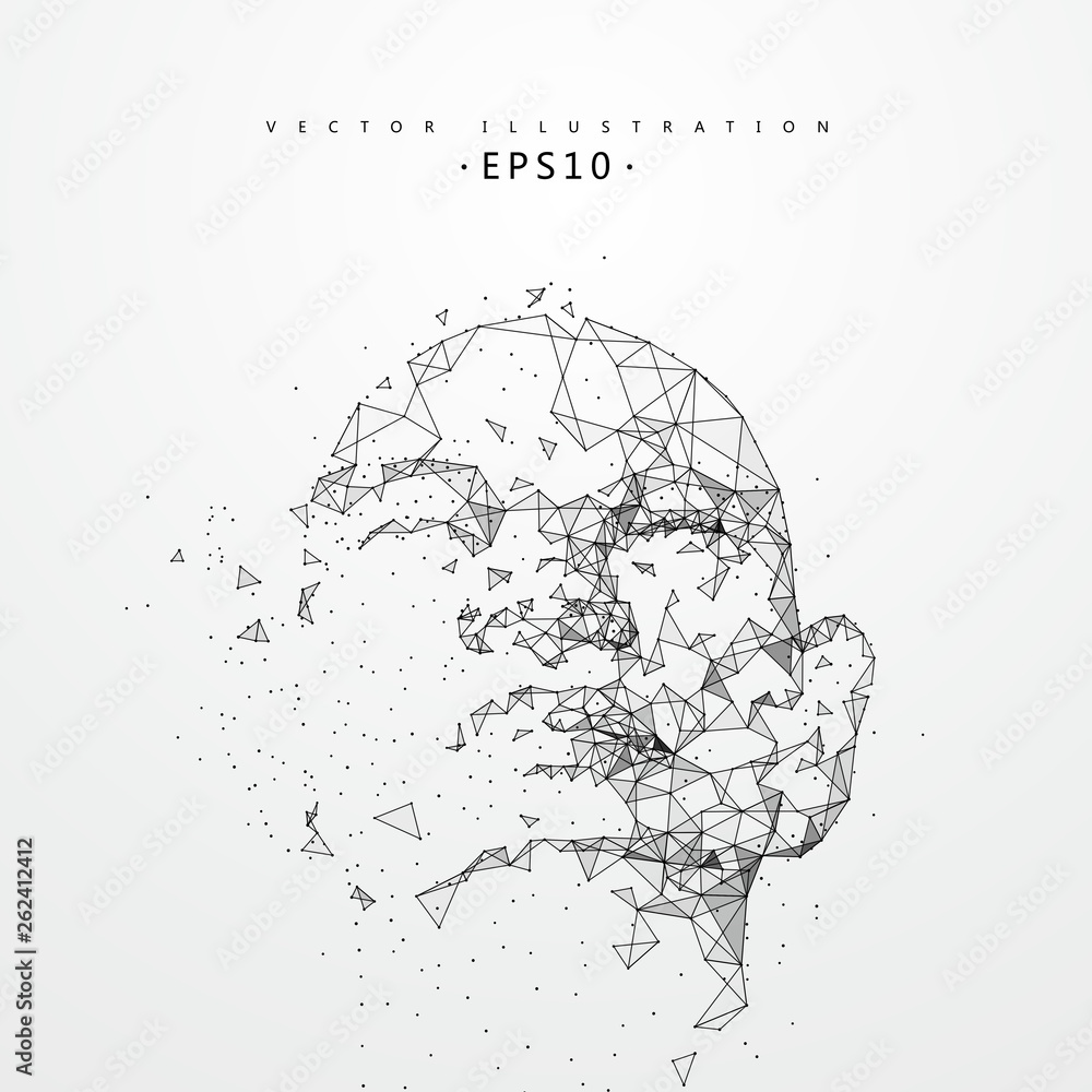 Poster lines connected to thinkers, symbolizing the meaning of artificial intelligence.