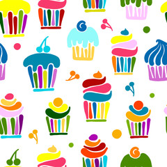 Cupcakes collection, seamless pattern for your design