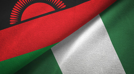Malawi and Nigeria two flags textile cloth, fabric texture