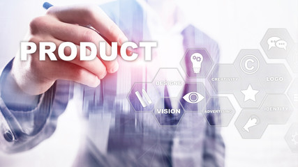 Business Product Promotion Design Concept. Double exposure background.