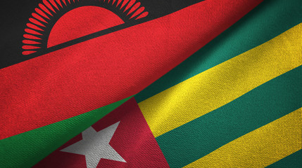 Malawi and Togo two flags textile cloth, fabric texture