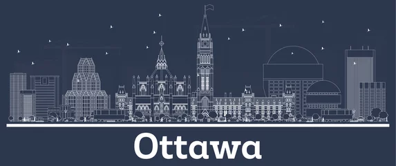Fotobehang Outline Ottawa Canada City Skyline with White Buildings. © BooblGum