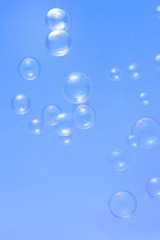 soup bubbles isolated on blue background