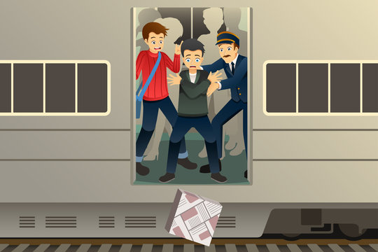 Passenger Drop a Package from the Train Illustration