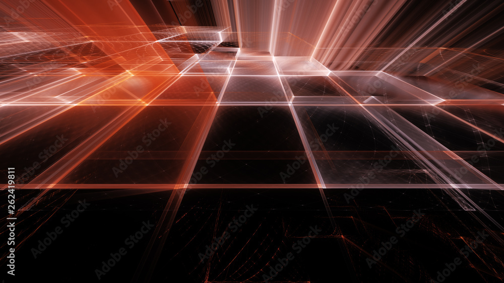 Poster abstract red on black background element. fractal graphics 3d illustration. science or technology co