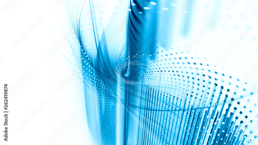 Fototapete abstract background. 3d illustration. fractal graphics composition of dots, waves and rays of light.