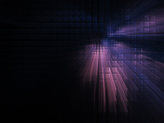 Fototapeta na wymiar Abstract violet on black background element. Fractal graphics 3d illustration. Science or technology concept.