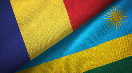 Romania and Rwanda two flags textile cloth, fabric texture